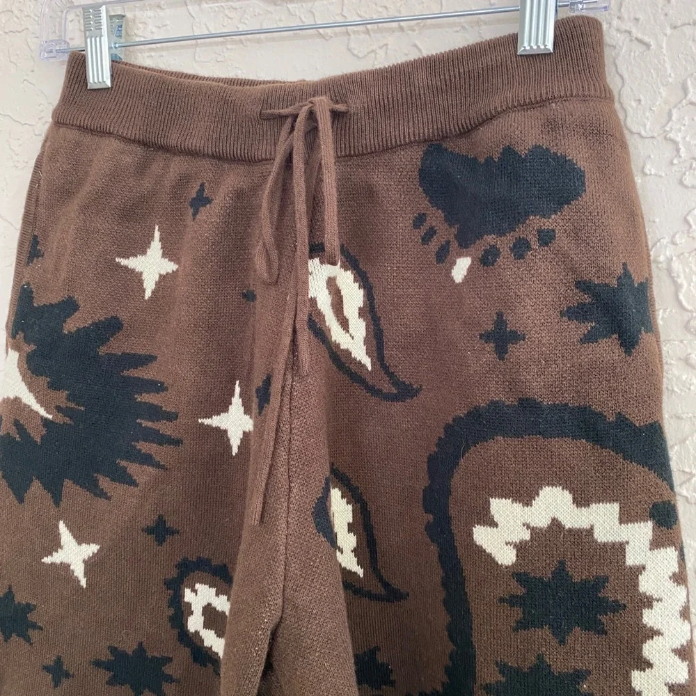 NOVAMEN Mens Sm Boho Western Festival Bandana Knit Shorts Cowboycore Rustic Luxe